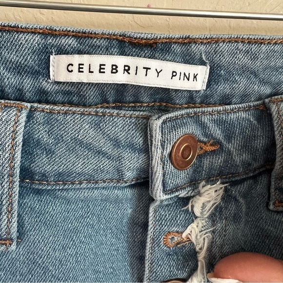 Celebrity Pink Exposed Button Fly Denim Shorts - Picture 5 of 7